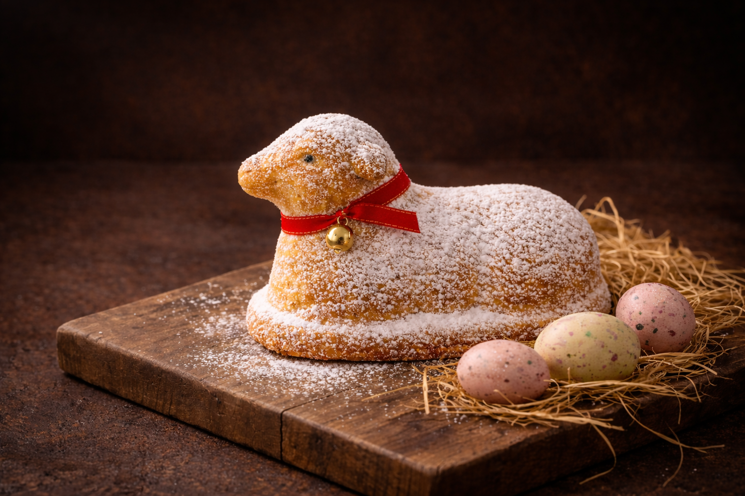 lammele alsacien traditionnel gâteau agneau de Pâques avec sucre glace et décoration printanière