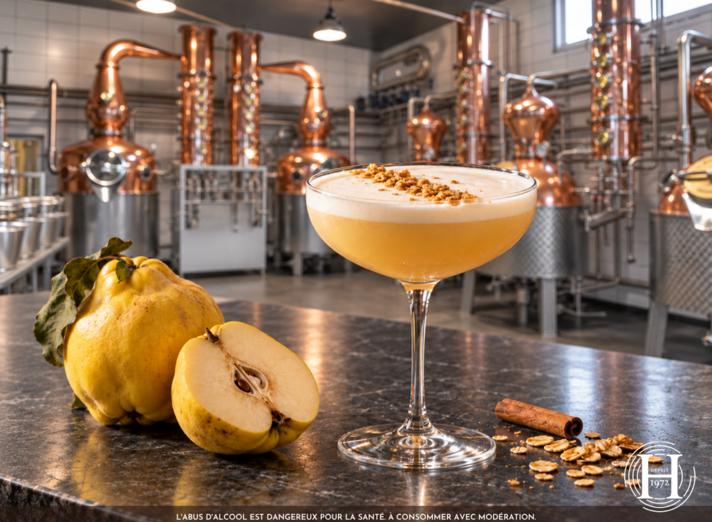 Cocktail au coing façon crumble Le Doré d'Uberach de la Distillerie HEPP